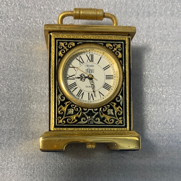Other - Credan miniature Carriage Clock featuring 24K Gold Damascene Art